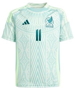Alternative view of Santiago Gim¨¦nez Mexico National Team adidas Youth 2024 Away Replica Player Jersey - Green