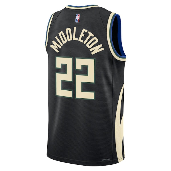 Khris Middleton Milwaukee Bucks Jordan Brand Unisex Swingman Jersey - Statement Edition - Black - Image 3