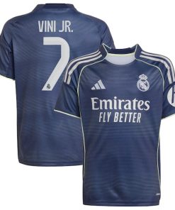 Vini Jr. Los Merengues adidas Youth 2025/26 Away Replica Player Jersey - Blue/White