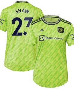 Luke Shaw Manchester United adidas Women's 2022/23 Third Replica Player Jersey - Neon Green