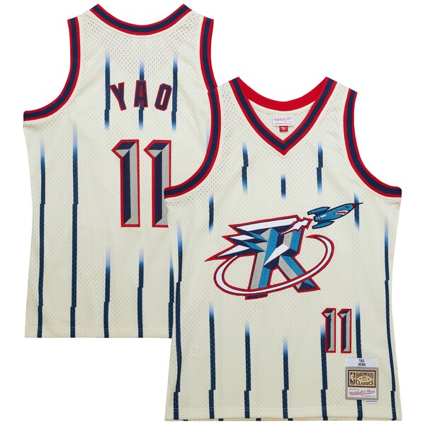 Yao Ming Houston Rockets Chainstitch Swingman Jersey - Cream - Image 4