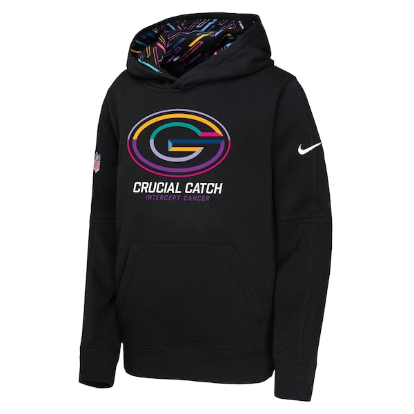 Green Bay Packers Nike Youth 2024 NFL Crucial Catch Pullover Hoodie - Black - Image 2