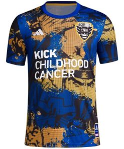 Alternative view of D.C. United adidas 2024 MLS Works Kick Childhood Cancer x Marvel Pre-Match Top - Royal