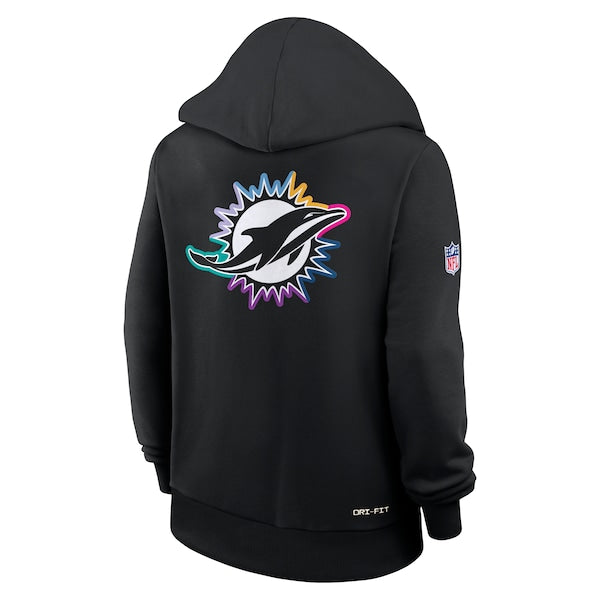 Miami Dolphins Nike Women's 2025 NFL Crucial Catch Sideline Standard Issue Dri-FIT Hoodie - Black - Image 4