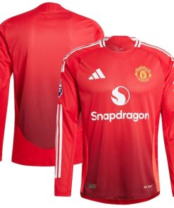 Manchester United adidas 2024/25 Home Long Sleeve Authentic Patch Jersey - Red