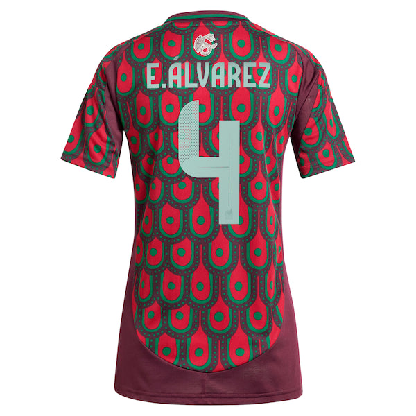 Edson Alvarez Mexico National Team adidas Women's 2024 Home Replica Player Jersey - Burgundy/Green - Image 6