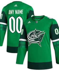Columbus Blue Jackets adidas St. Patrick's Day Authentic Custom Jersey - Kelly Green