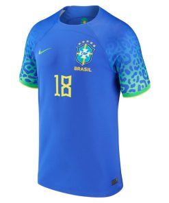 Alternative view of Gabriel Jesus Brazil National Team Nike 2022/23 Replica Away Jersey - Blue