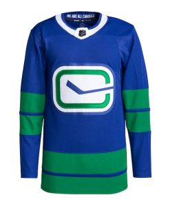 Alternative view of Vancouver Canucks adidas Men's Alternate Primegreen Authentic Blank Jersey - Blue