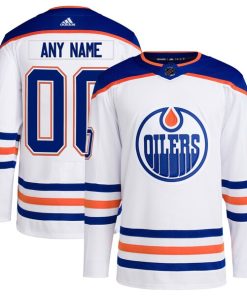 Edmonton Oilers adidas  Away  Primegreen Authentic Custom Jersey - White