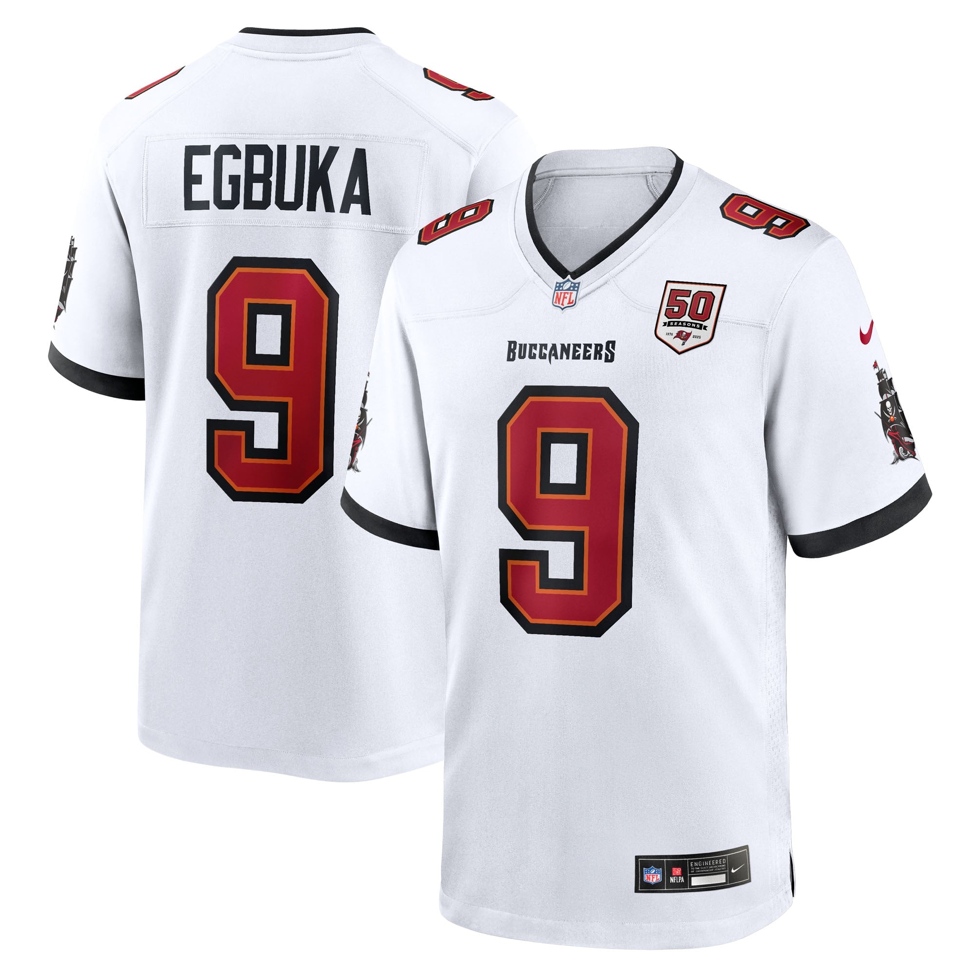 Emeka Egbuka Tampa Bay Buccaneers Nike 50th Season Game Jersey - Creamsicle/White/Red - Image 10