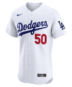 Alternative view of Mookie Betts Los Angeles Dodgers Nike Home Elite Player Jersey - White