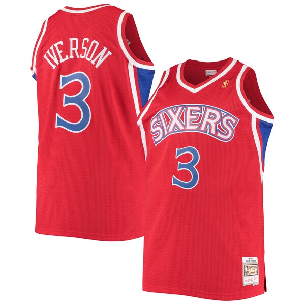 Allen Iverson Philadelphia 76ers 1996/97 Big & Tall Hardwood Classics Swingman Jersey - Red/Black/Royal/White - Image 2
