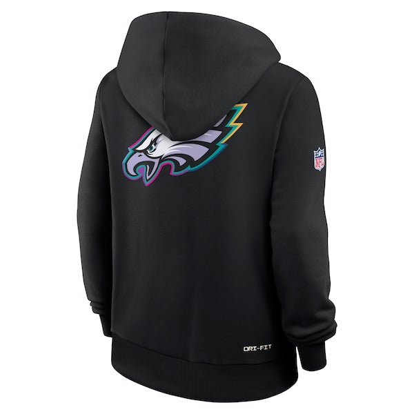 Philadelphia Eagles Nike Women's 2025 NFL Crucial Catch Sideline Standard Issue Dri-FIT Hoodie - Black - Image 3