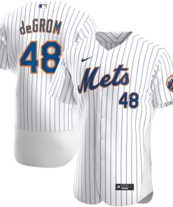 Alternative view of Jacob deGrom New York Mets Nike Home Authentic Player Jersey - White/Royal
