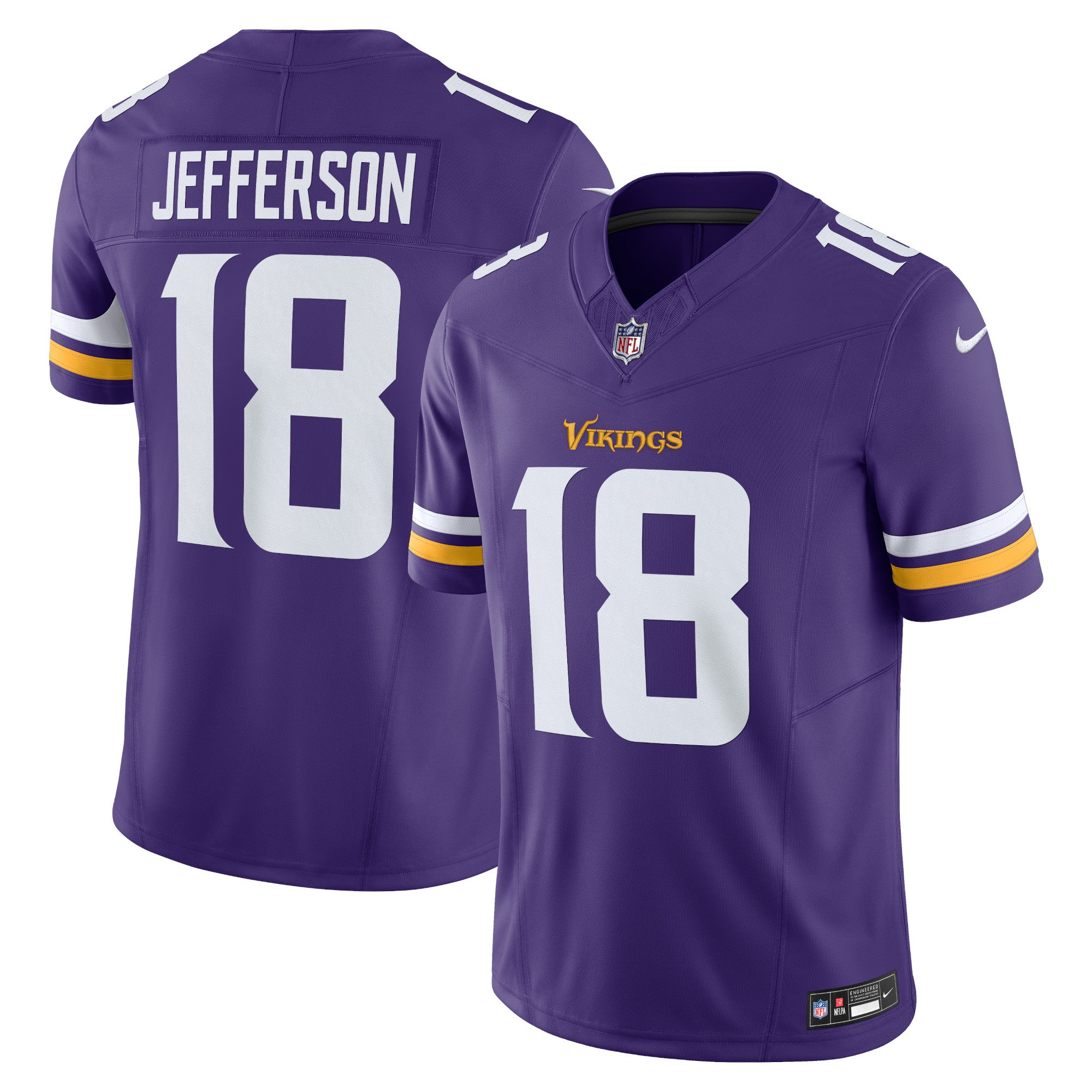 Justin Jefferson Minnesota Vikings Nike Alternate Vapor F.U.S.E. Limited Jersey - White/Purple - Image 6