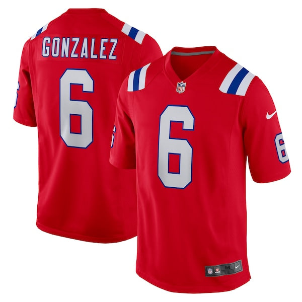 Christian Gonzalez New England Patriots Nike Alternate Team Game Jersey - Red/Navy/White - Image 2