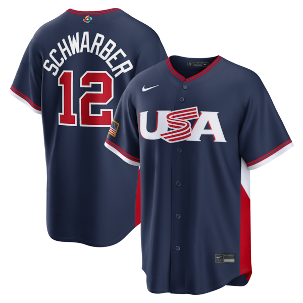 Men's USA Baseball Kyle Schwarber Nike 2026 World Baseball Classic Road Stadium Jersey - Navy/White - Image 4