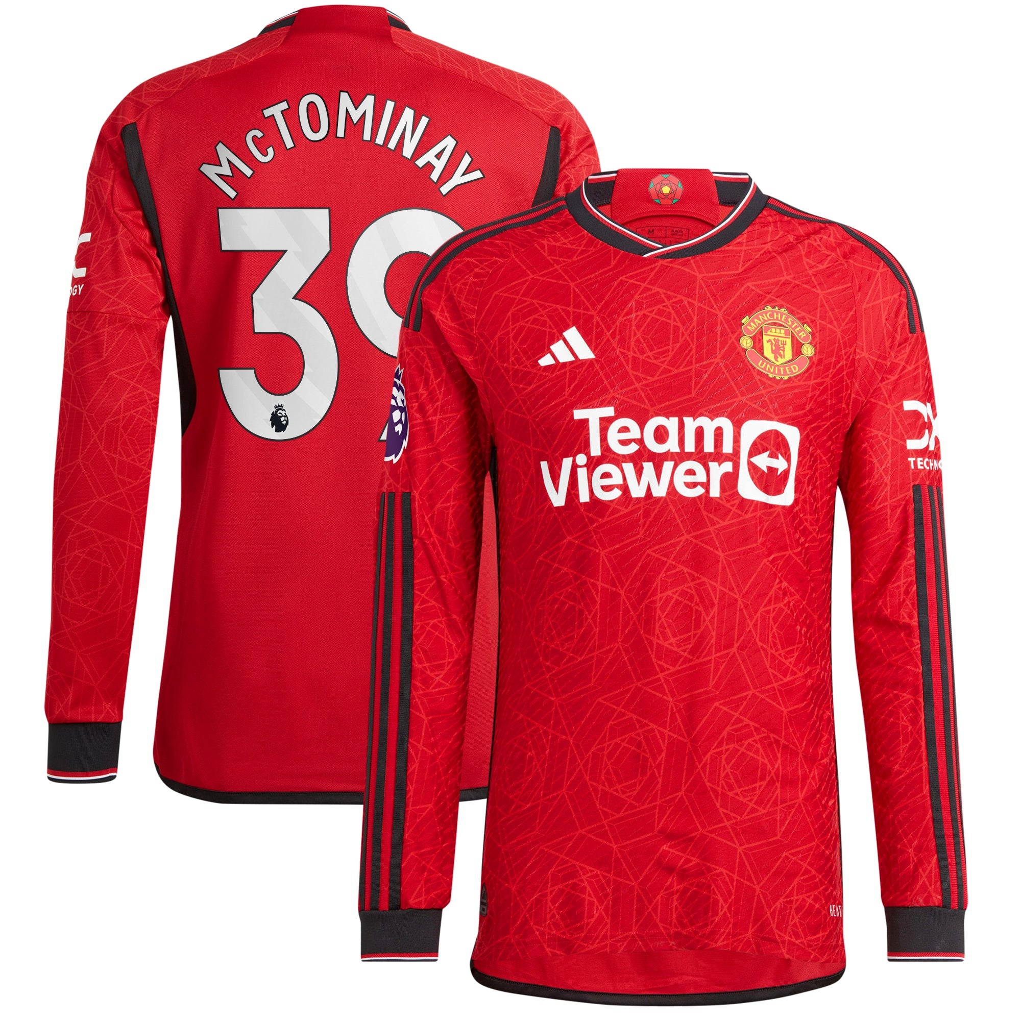 Scott McTominay Manchester United adidas 2023/24 Away Long Sleeve Replica Player Jersey - Green/Red - Image 6