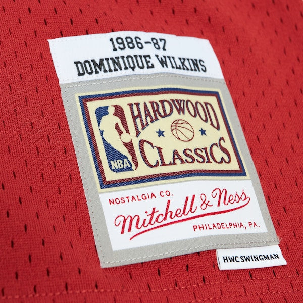 Dominique Wilkins Atlanta Hawks 1986/87 Hardwood Classics Off-Court Swingman Jersey - Red - Image 5