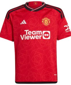 Alternative view of Manchester United adidas Youth 2023/24 Home Replica Jersey - Red