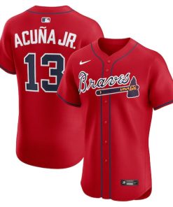 Ronald Acu?a Jr. Atlanta Braves Nike Alternate 2 Elite Jersey - Red/White/Navy