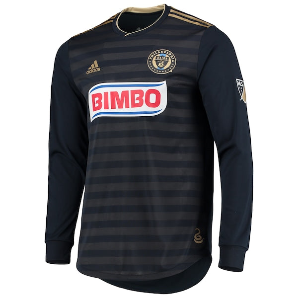 Philadelphia Union adidas 2018 Away Authentic Long Sleeve Jersey - Navy - Image 2