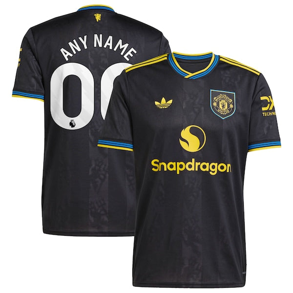Manchester United adidas 2025/26 Third Replica Custom Jersey - Black/Red/White - Image 2