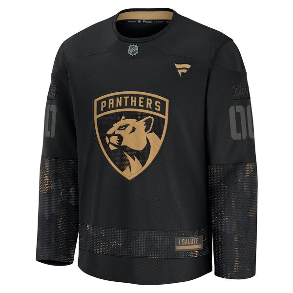 Florida Panthers 2024 Military Appreciation Personalized Long Sleeve Practice Jersey - Black - Image 2