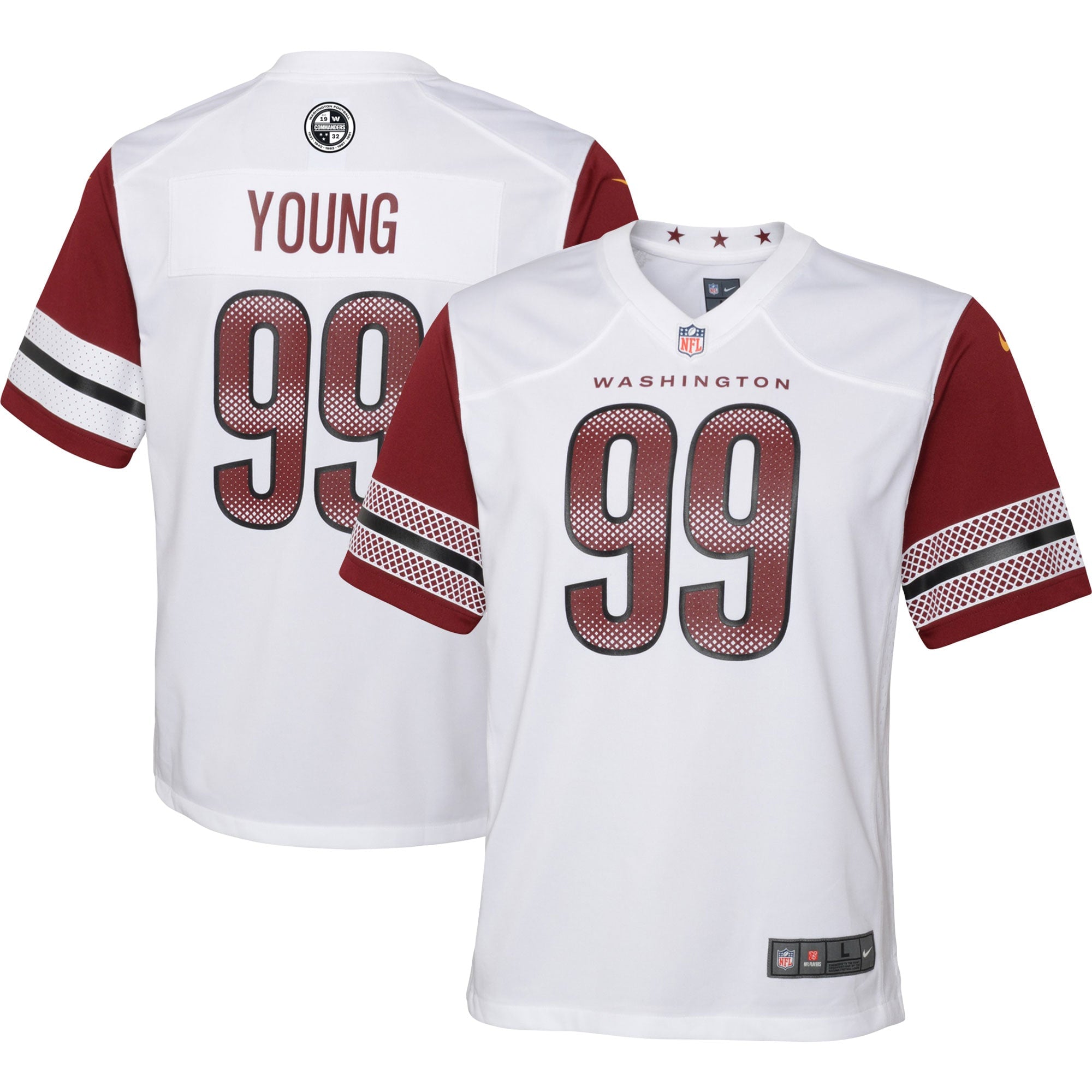Chase Young Washington Commanders Nike Youth Game Jersey - Black/Burgundy/White - Image 8