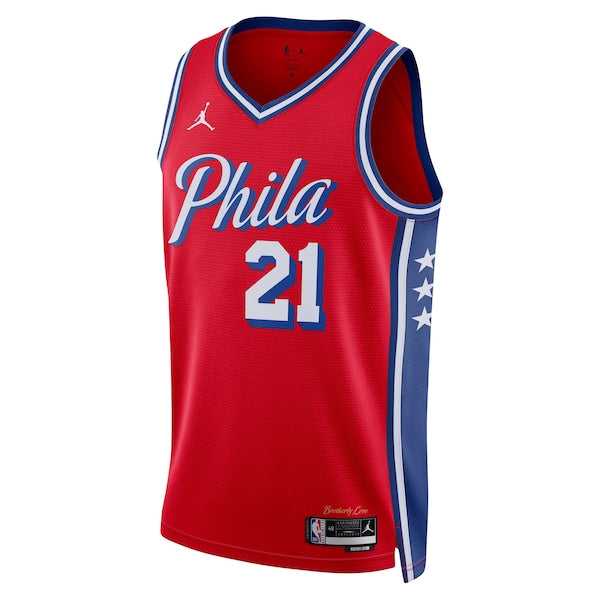 Joel Embiid Philadelphia 76ers Jordan Brand Unisex Swingman Jersey - Statement Edition - Red - Image 2