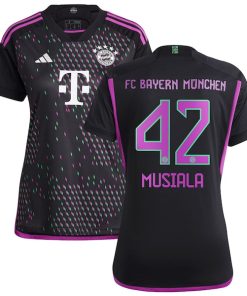 Alternative view of Jamal Musiala Bayern Munich adidas Women's 2023/24 Away Replica Player Jersey - Black/White
