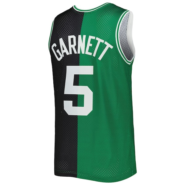 Kevin Garnett Boston Celtics Hardwood Classics 2007/08 Split Swingman Jersey - Black/Kelly Green - Image 3