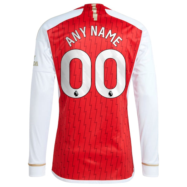 Arsenal adidas 2023/24 Home Replica Custom Long Sleeve Jersey - Red - Image 3