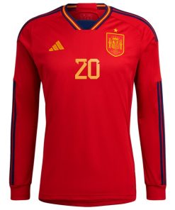 Alternative view of Daniel Carvajal Spain National Team adidas 2022/23 Home Long Sleeve Replica Jersey - Red