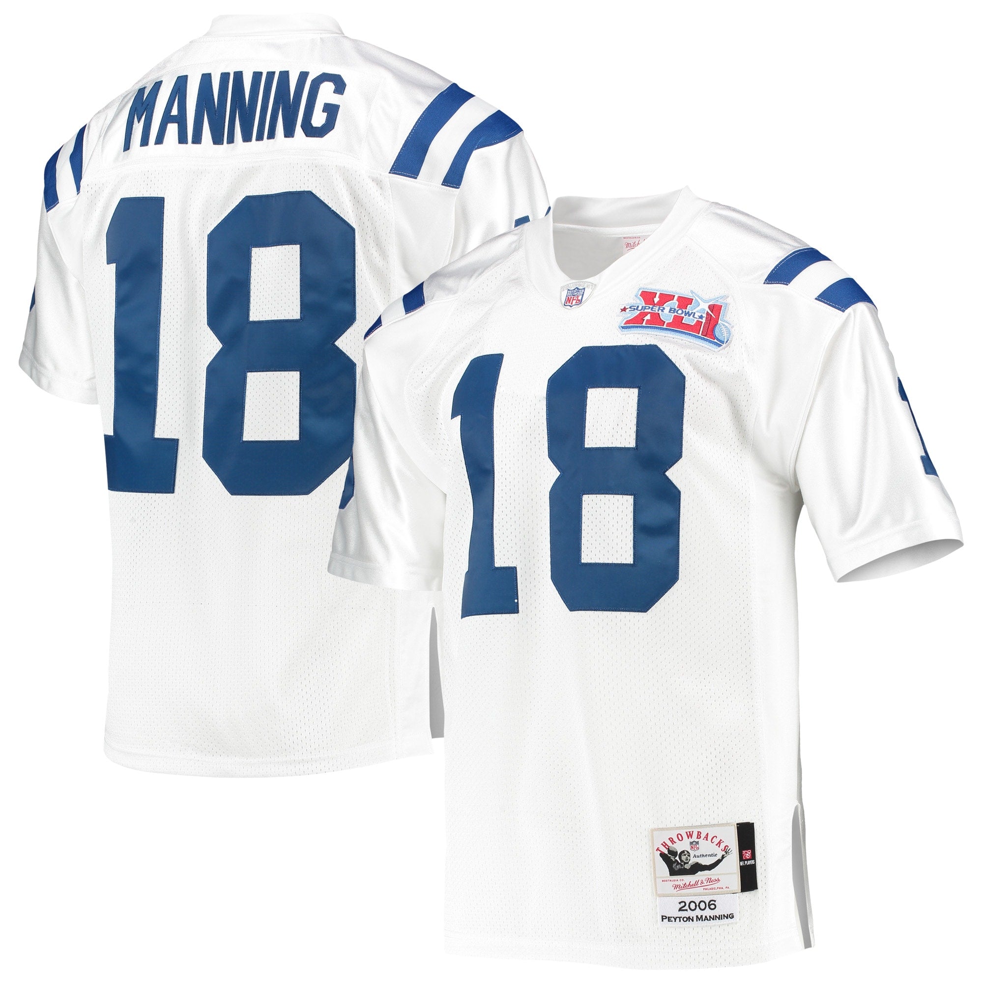Peyton Manning Indianapolis Colts 1998 Authentic Throwback Retired Player Jersey - Royal/White - Image 6
