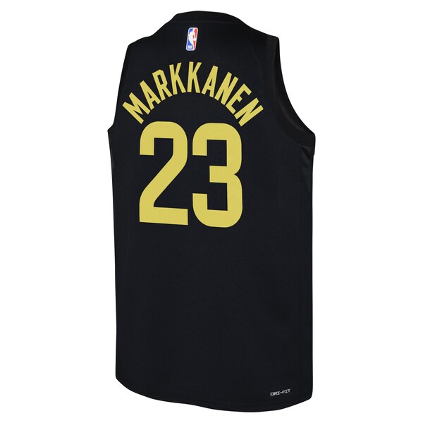 Lauri Markkanen Utah Jazz Jordan Brand Youth Swingman Jersey - Statement Edition - Black - Image 3