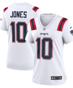 Alternative view of Mac Jones New England Patriots Nike Women's Player Jersey - White/Navy