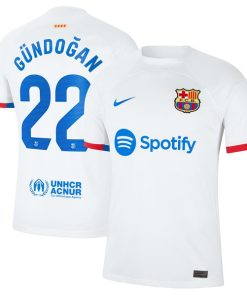 Ilkay G¨¹ndogan Barcelona Nike 2023/24 Away Stadium Replica Player Jersey - White/Aqua/Royal
