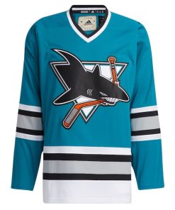 Alternative view of San Jose Sharks adidas Team Classics Authentic Blank Jersey - Teal