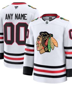 Alternative view of Chicago Blackhawks  Away Premium Custom Jersey - White/Red