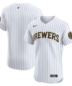 Alternative view of Milwaukee Brewers Nike Alternate Vapor Premier Elite Patch Jersey - White