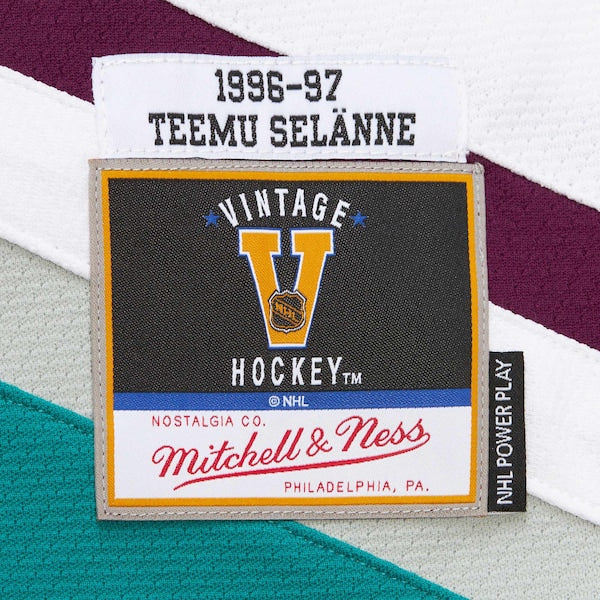 Teemu Selanne Anaheim Ducks 1996-97 Power Play Jersey - White/Purple - Image 7