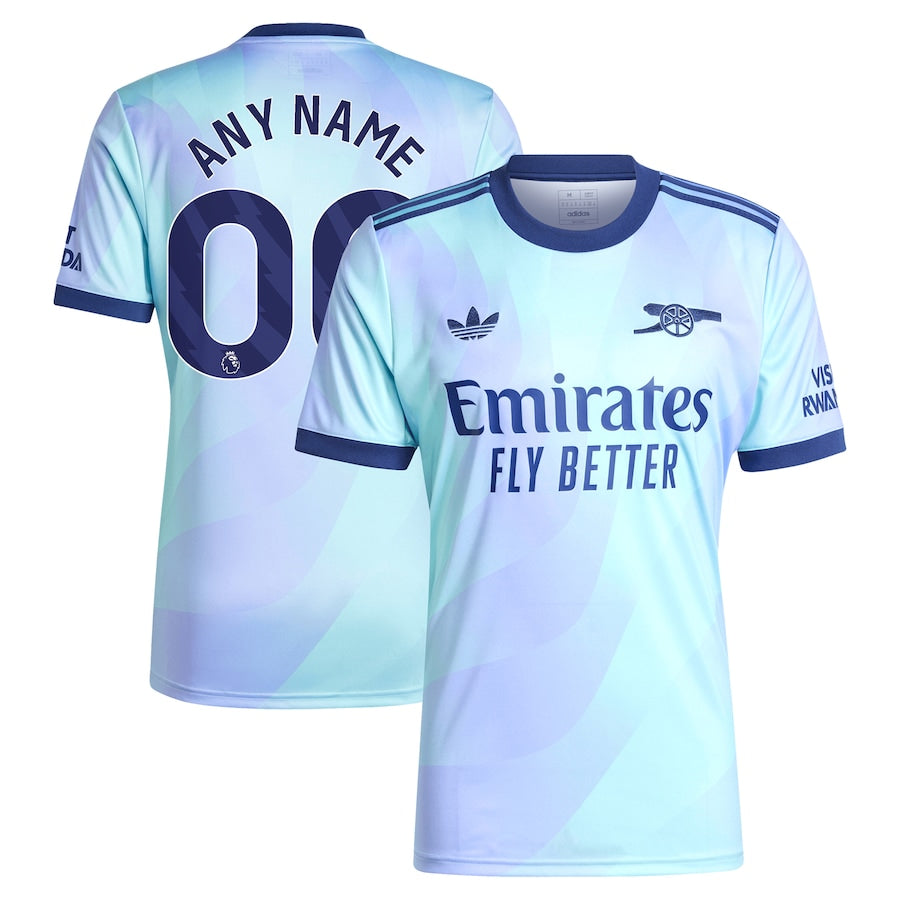 Arsenal adidas 2024/25 Away Replica Custom Jersey - Black/Red/Aqua - Image 8