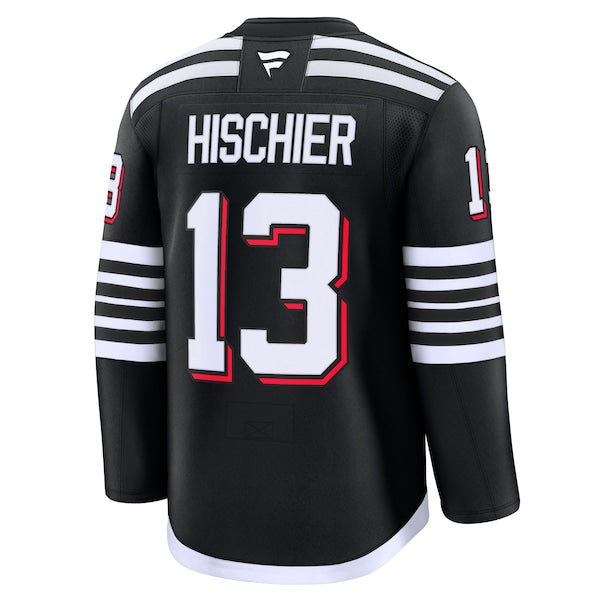 Nico Hischier New Jersey Devils Alternate Premium Jersey - Black/Red/White - Image 4