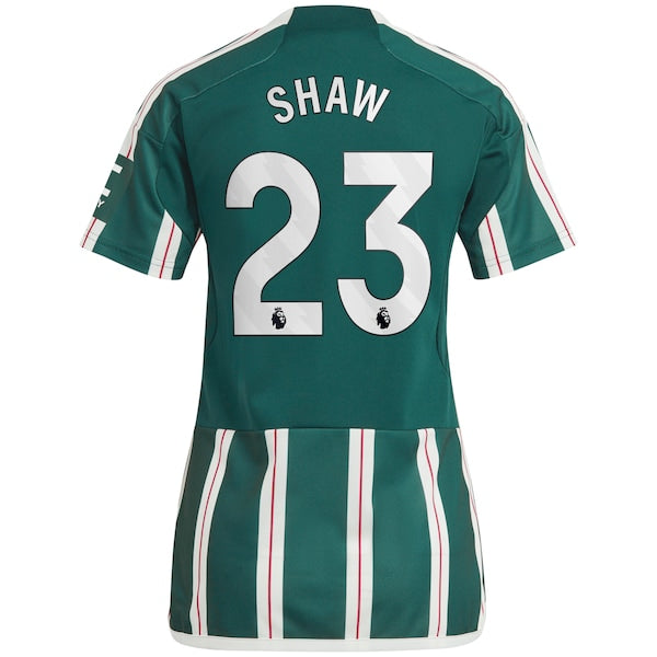 Luke Shaw Manchester United adidas Women's 2023/24 Away Replica Player Jersey - Green/Red - Image 4