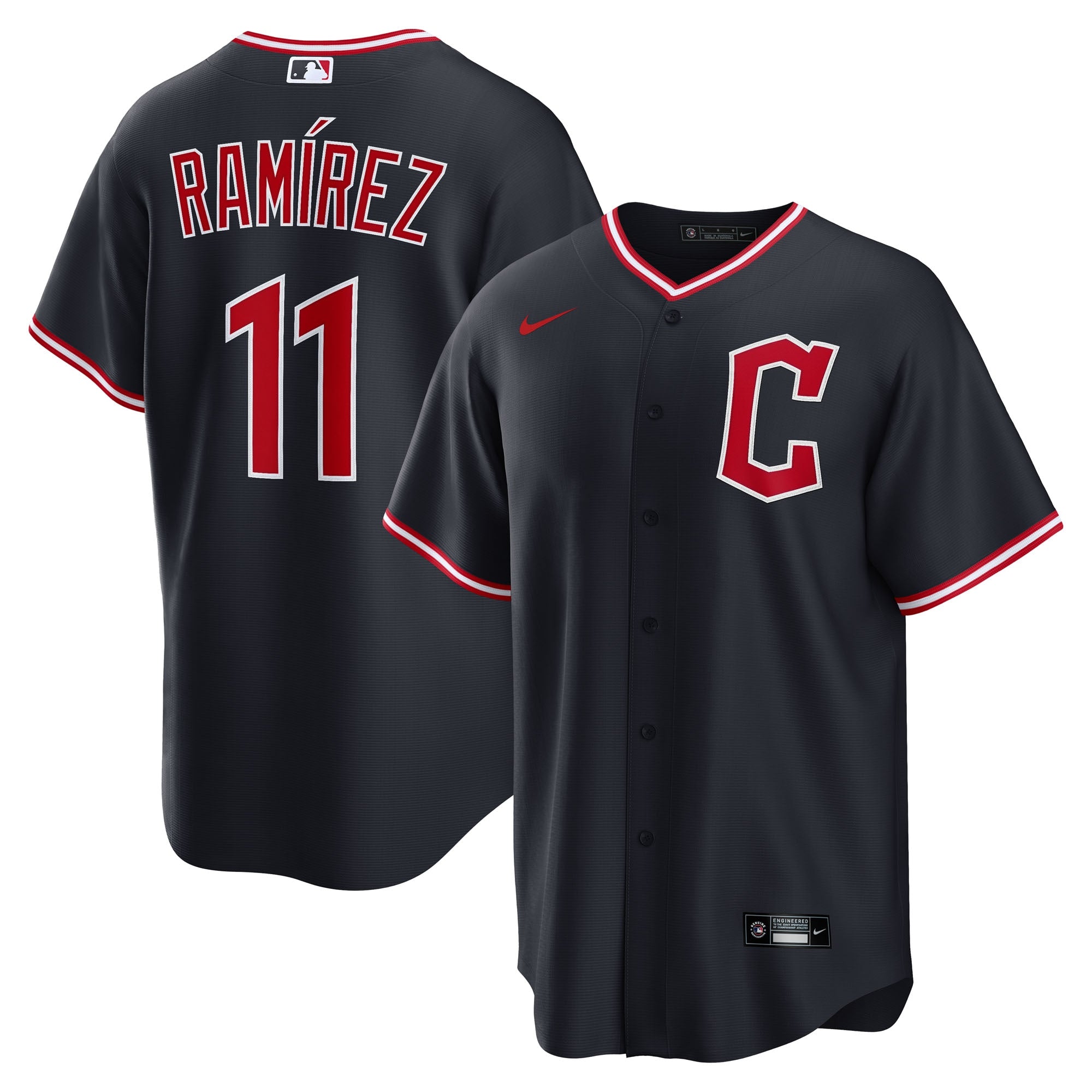Jos¨¦ Ram¨ªrez Cleveland Guardians Nike Alternate 2 Replica Jersey - Red/Navy - Image 5