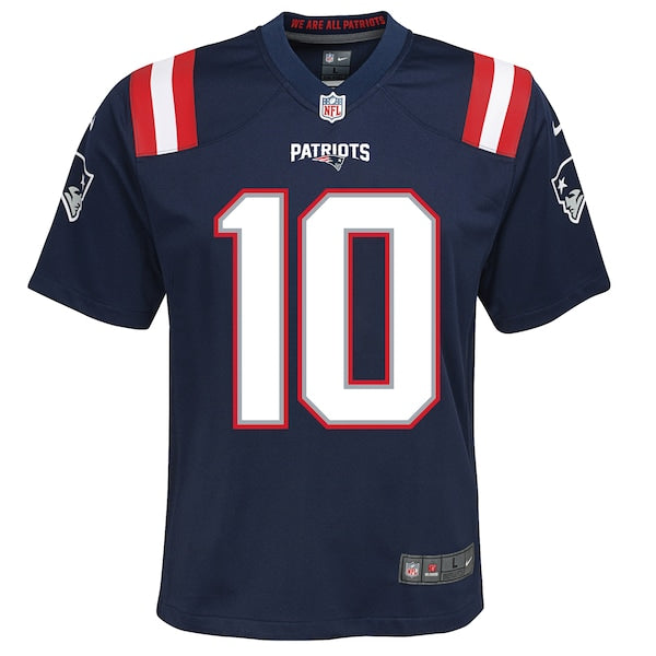 Mac Jones New England Patriots Nike Youth Game Jersey - Navy/Red/White - Image 3