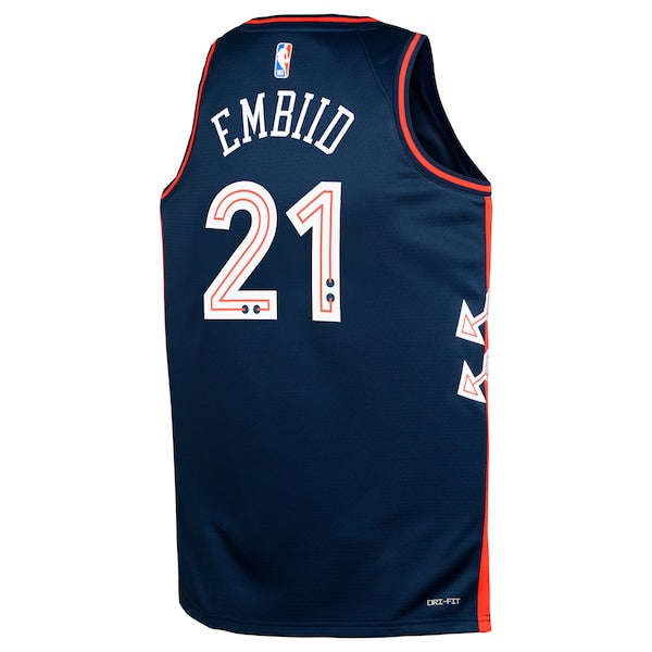 Joel Embiid Philadelphia 76ers Nike Youth Swingman Replica Jersey - City Edition - Navy - Image 3
