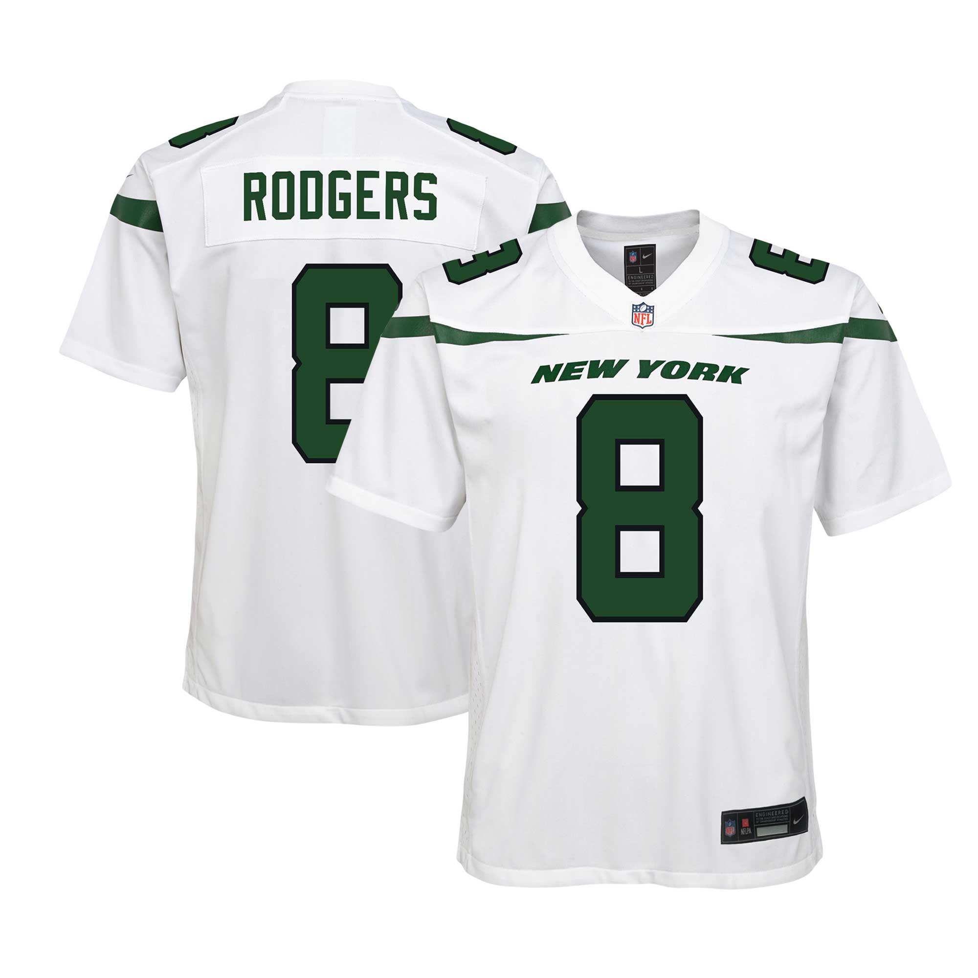 Aaron Rodgers New York Jets Nike Youth Game Jersey - Green/Black/White - Image 7